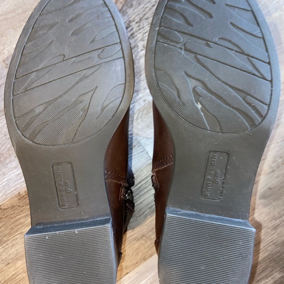 Anne Klein AkKabel Ankle Boots Womens 5.5 Brown Leather Side Zip Low Heel (K) - Picture 9 of 10